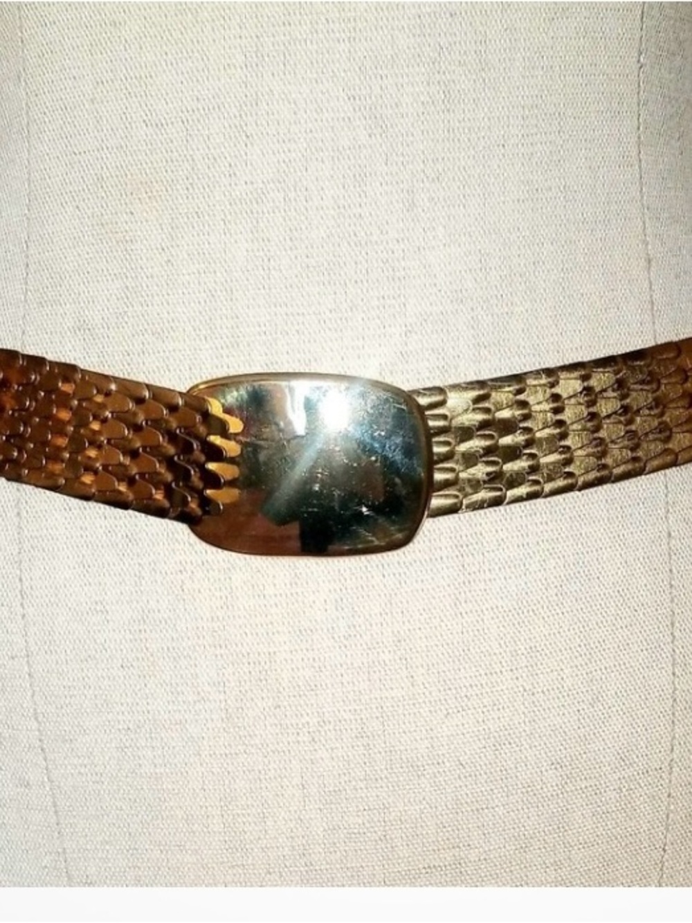 Woven Metal Waist Belt with Gold Buckle 1990